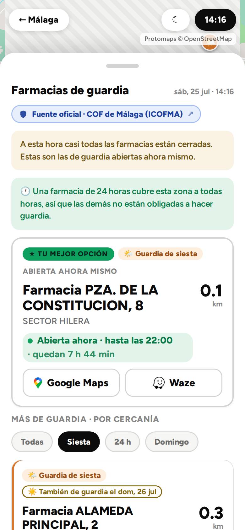 GuardiaLuz en móvil, tema claro